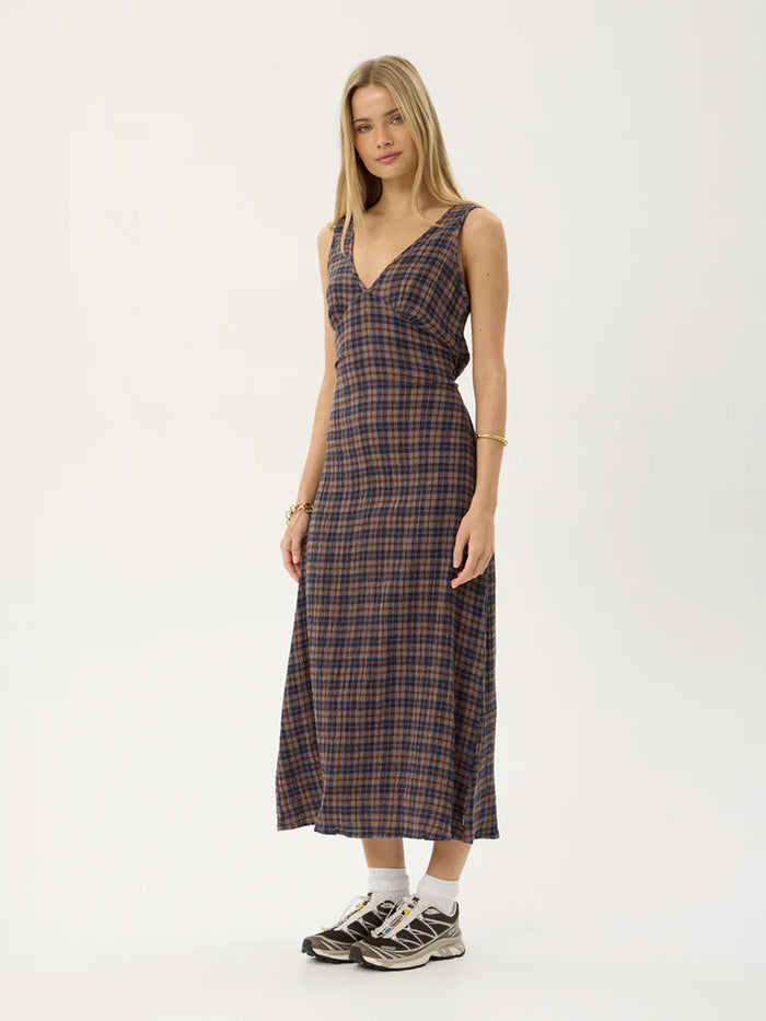 Tully - Seersucker Maxi Dress | Indigo Check-Image 6