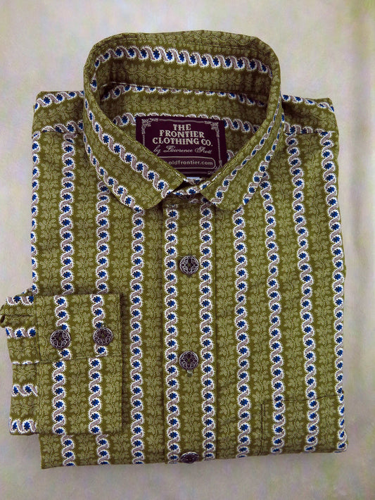 Turquoise and Olive Rope Stripe Men's Dakota Shirt