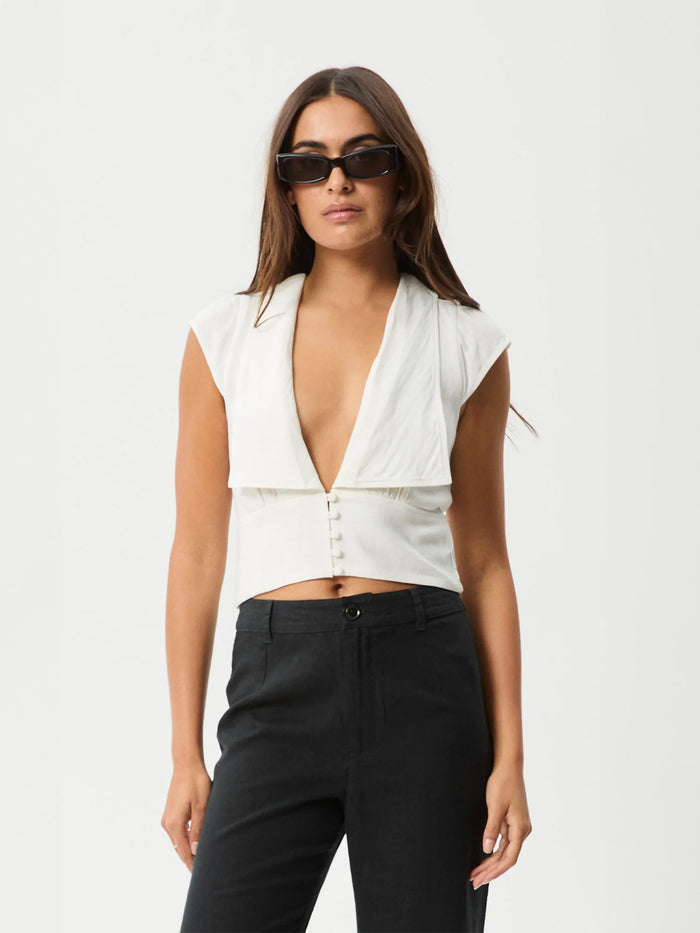 Twila - Linen Button Up Top | White-Image 1