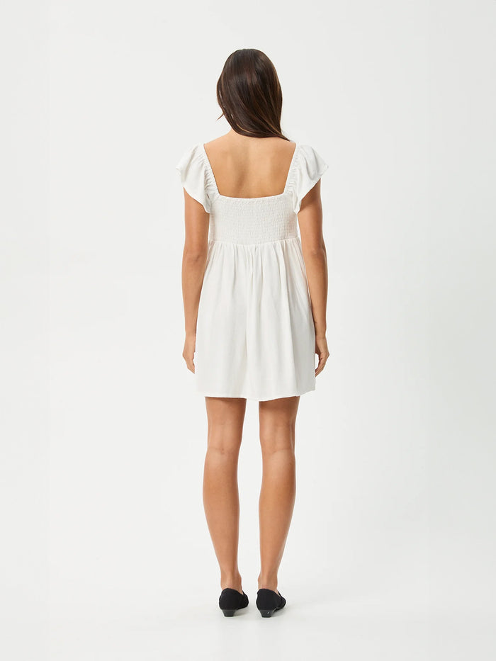 Twila - Linen Mini Dress | White-Image 3