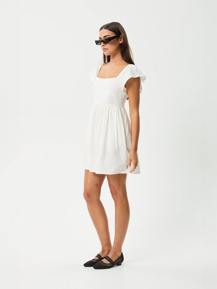 Twila - Linen Mini Dress | White-Image 4
