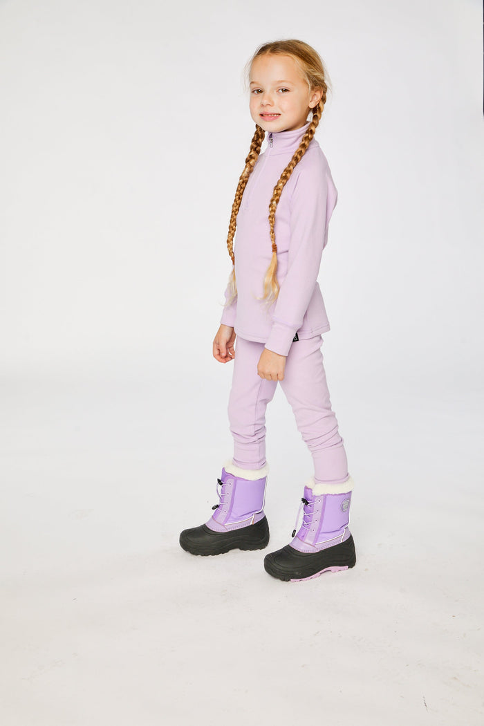 Two Piece Thermal Underwear Lavender-2