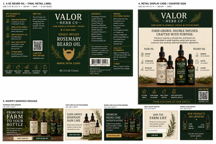 Valor Herb Co Double-Infused Rosemary Beard Oil Travel Size (2 oz)