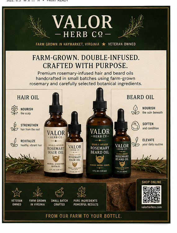 Valor Herb Co Double-Infused Rosemary Beard Oil Travel Size (2 oz)