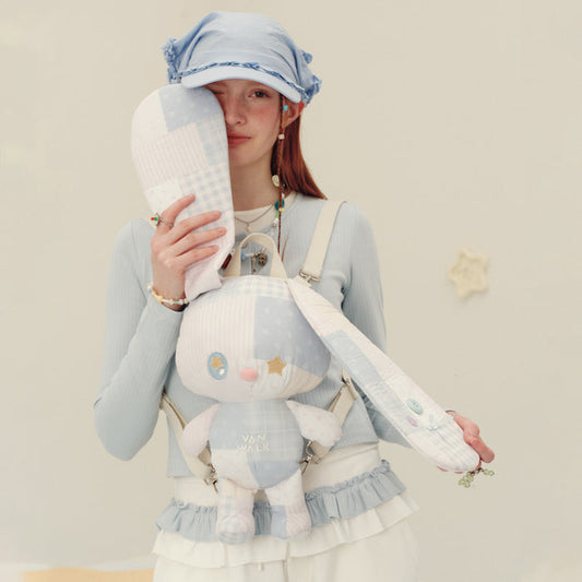 VANWALK Planner House Series Cute Patchwork Lop-eared Rabbit Backpack v3028