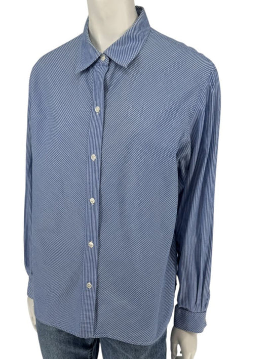 Vintage Burberrys Blue & White Striped Button-Down Shirt – Size 14