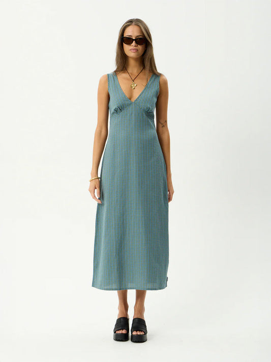 Voyager - Recycled Maxi Dress | Deep Olive Check-Image 1