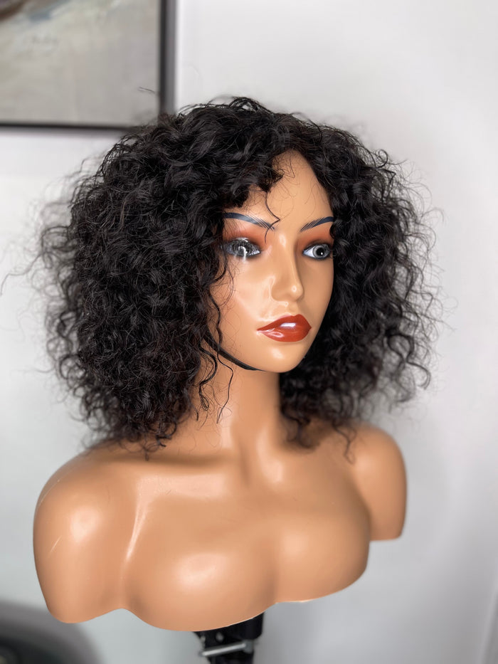 Water Wave Bang Wig Wear & Go Glueless Wigs 230% Density 100% Human Hair