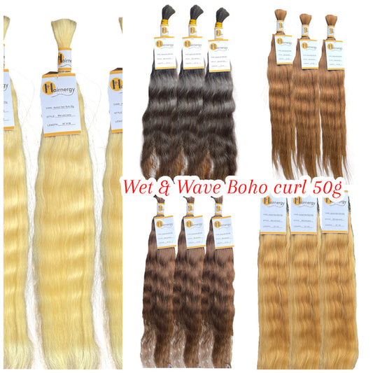 Wet and Wave Braid Hair Bulk 100% Human Hair Extensions Bulk for Braiding 50g