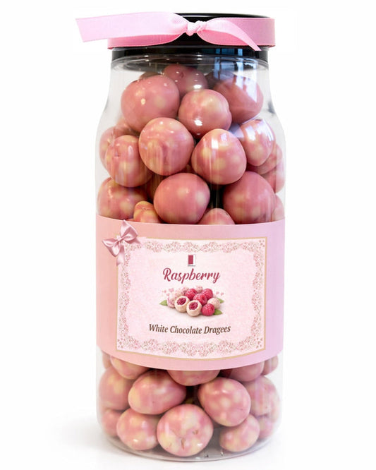 White Chocolate Coated Raspberries, Palm Oil Free, 610g
