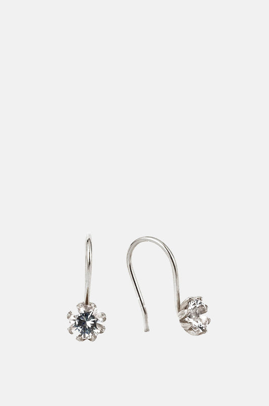 Alex Monroe White Topaz Bud Hook Earrings Silver.