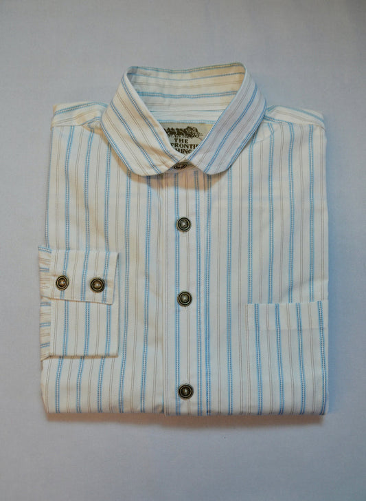 White with Blue Ticking Stripe - Men's Dakota Shirt