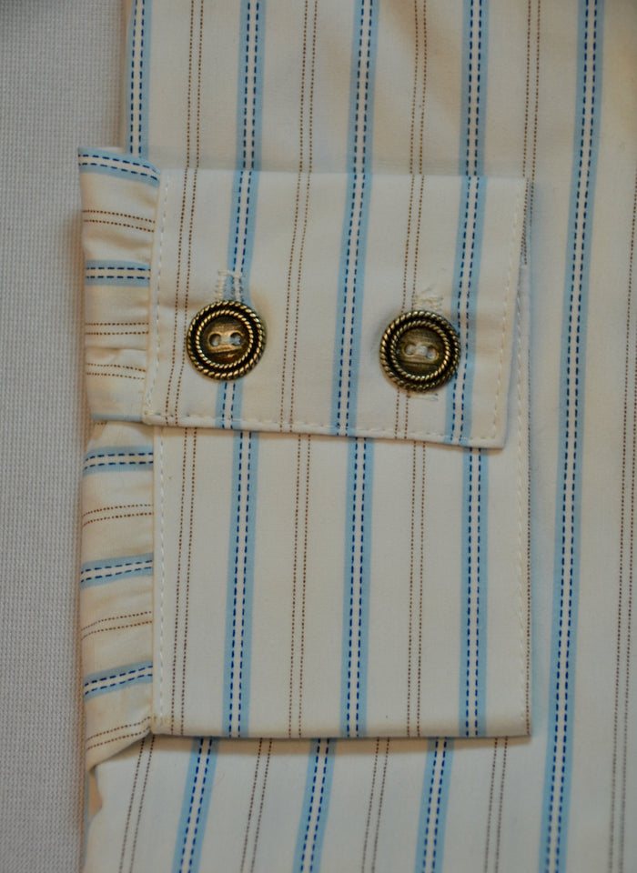 White with Blue Ticking Stripe - Men's Dakota Shirt