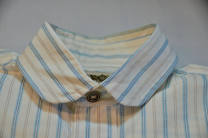 White with Blue Ticking Stripe - Men's Dakota Shirt