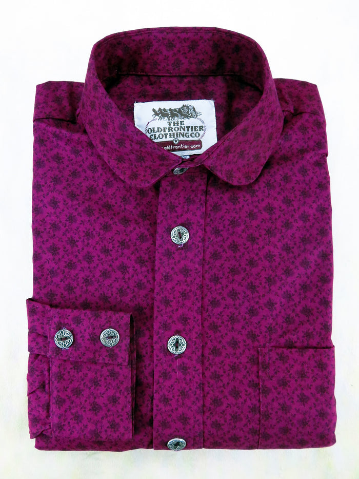 Wine Floral Wallpaper Men's Dakota Shirt