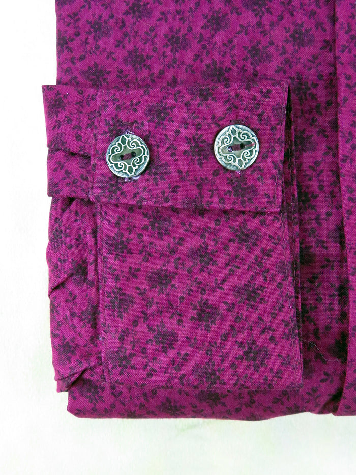 Wine Floral Wallpaper Men's Dakota Shirt