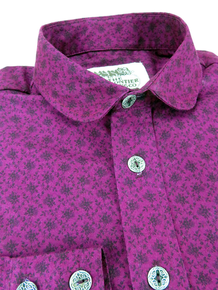 Wine Floral Wallpaper Men's Dakota Shirt