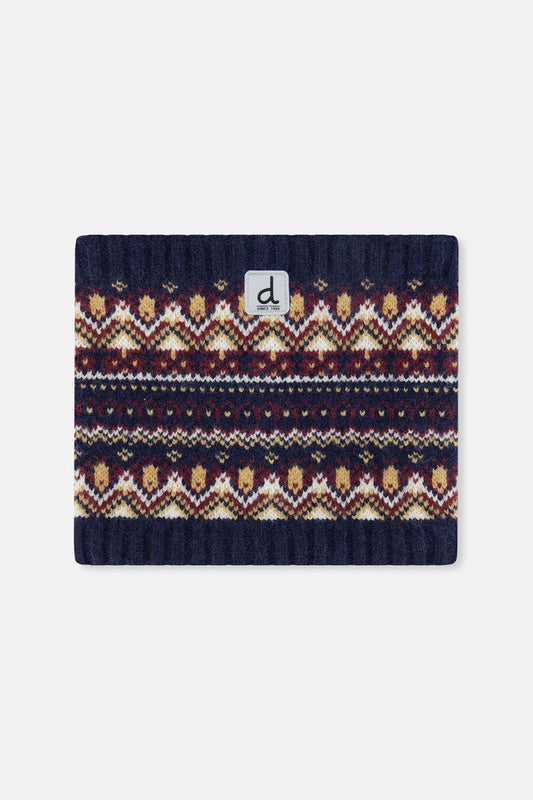 Winter Knit Neckwarmer Blue And Red Jacquard-0