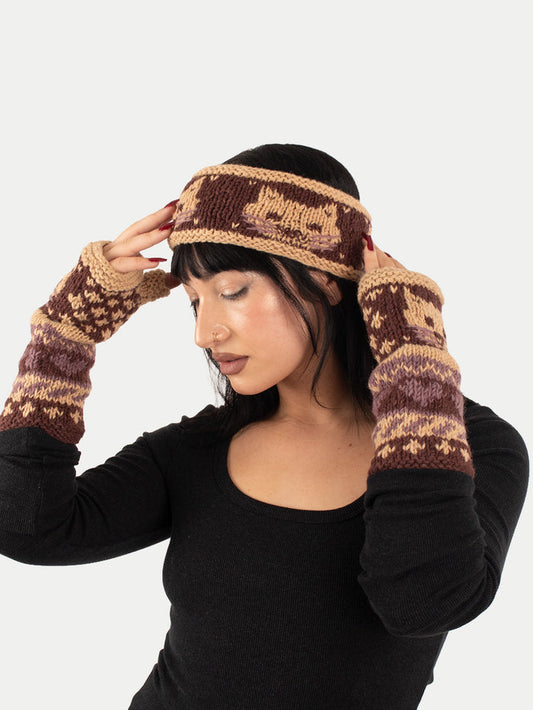 Wool Kitty Knit Headband | Brown-Image 1