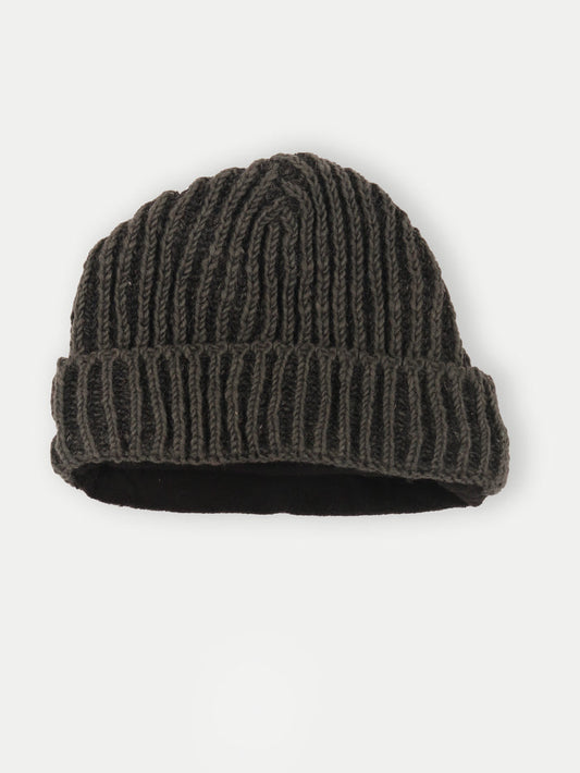 Woolen Fisherman Two Tone Beanie | Charcoal-Image 1