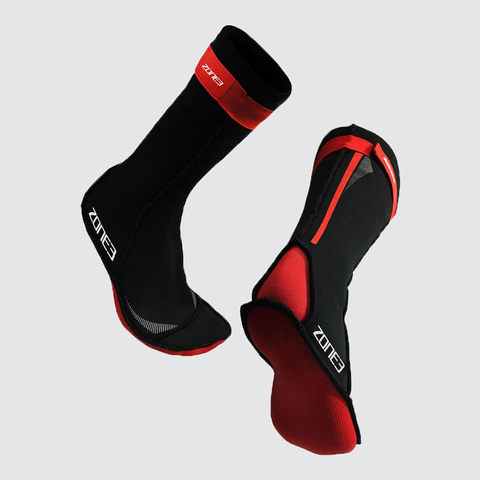 Zone3 Neoprene Swim Socks - Black/Red